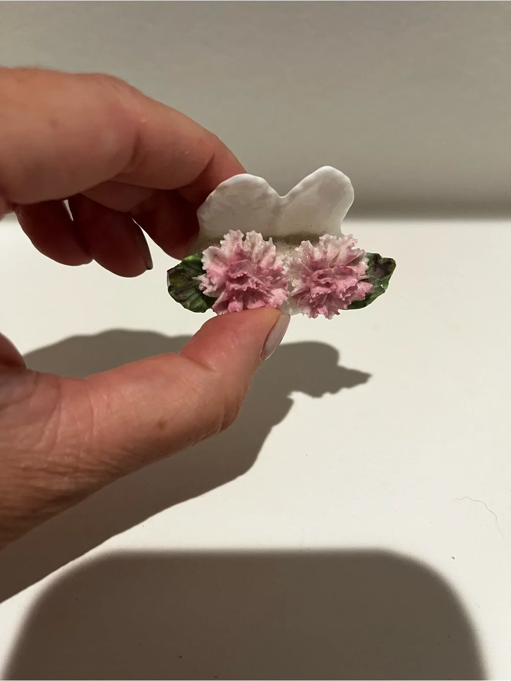 Vintage Aynsley English Fine Bone China Pink Carnation Place Card Holder